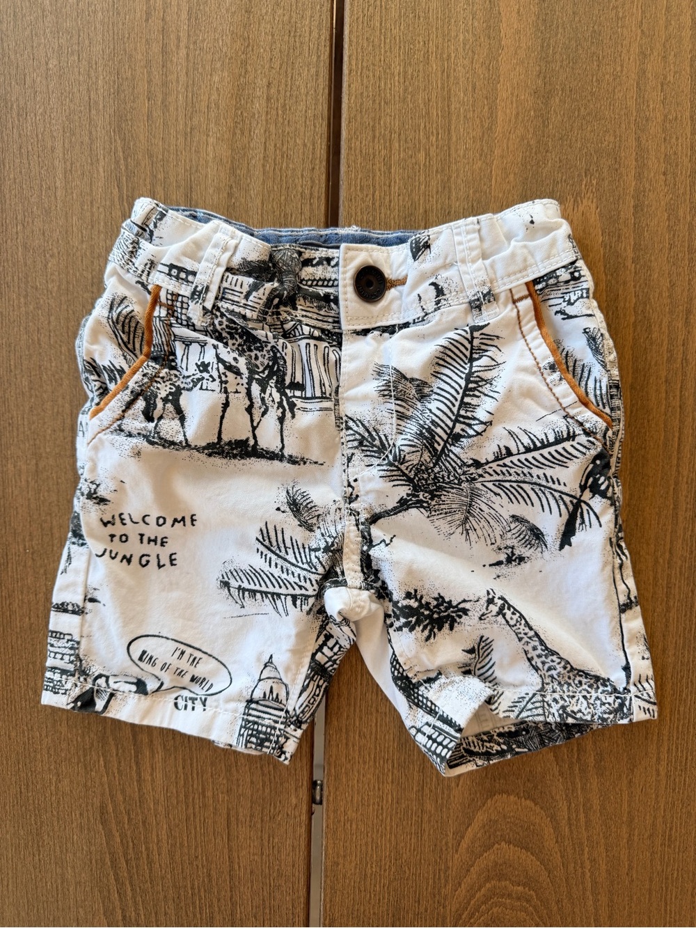 3/$25 Catimini Jungle Print Shorts Adjustable Waist Cotton Boys Size 12M